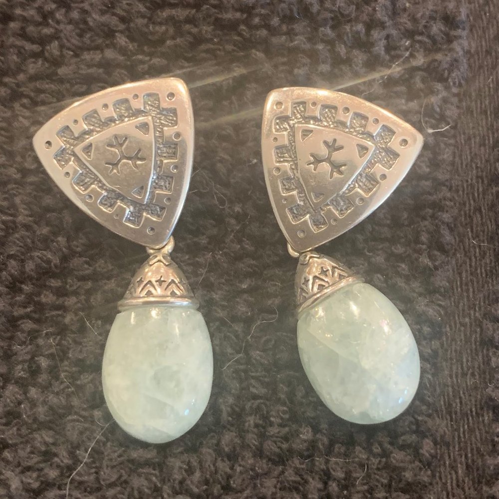 Sterling Silver Earrings with Green Stones